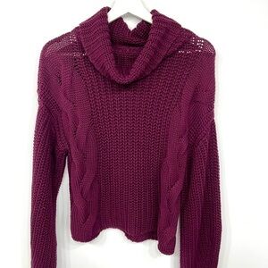 525 chunky cotton cable knit oversized sweater burgundy S